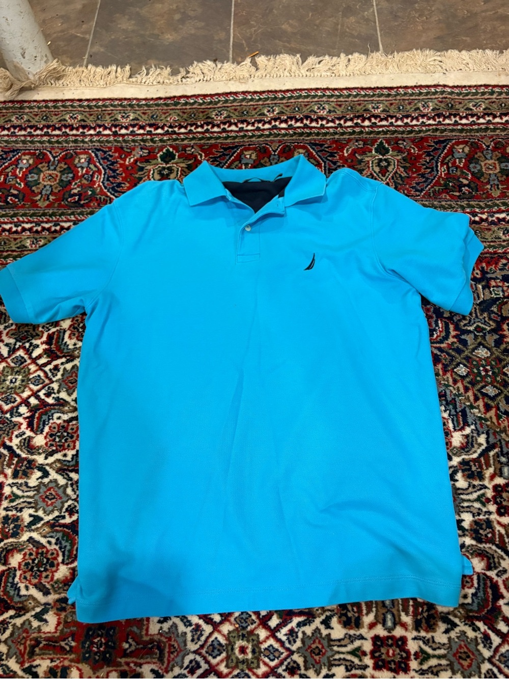 Nautica Men's Bright Teal Blue Polo Shirt